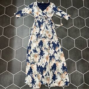 Pink blush medium floral maternity maxi dress